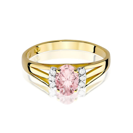 Yellow Gold engagement ring with Oval 0.50 ct Central and 0.052 ct Sideline Lab-grown Diamonds by GREMARI, 14K (585) gold