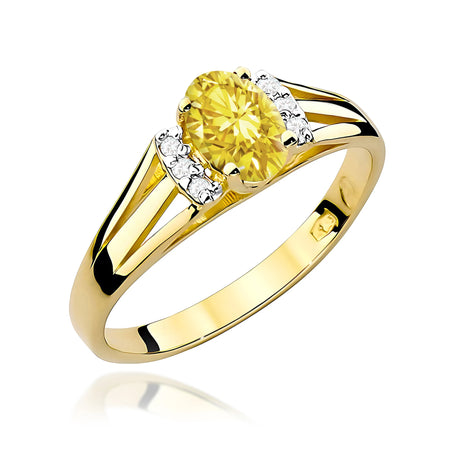 GREMARI Yellow Gold engagement ring with Oval 0.50 ct Central and 0.052 ct Sideline Lab-grown Diamonds