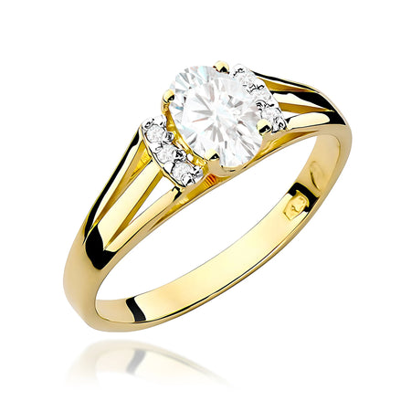 GREMARI Yellow Gold engagement ring with Oval 0.40 ct Central and 0.052 ct Sideline Lab-grown Diamonds