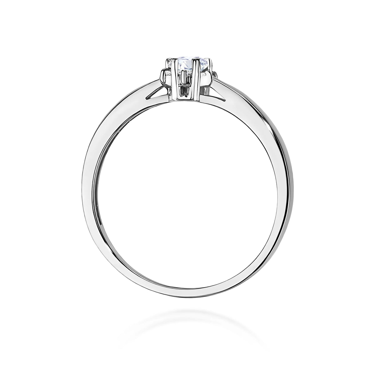 GREMARI 14K (585) White Gold engagement ring with Round 0.10 ct Central and 0.052 ct Sideline Lab-grown Diamonds