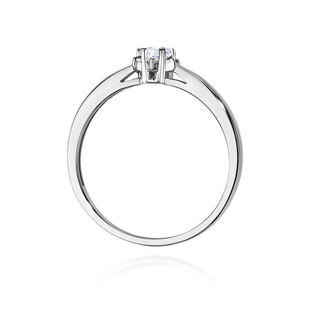 GREMARI 14K (585) White Gold engagement ring with Round 0.10 ct Central and 0.052 ct Sideline Lab-grown Diamonds