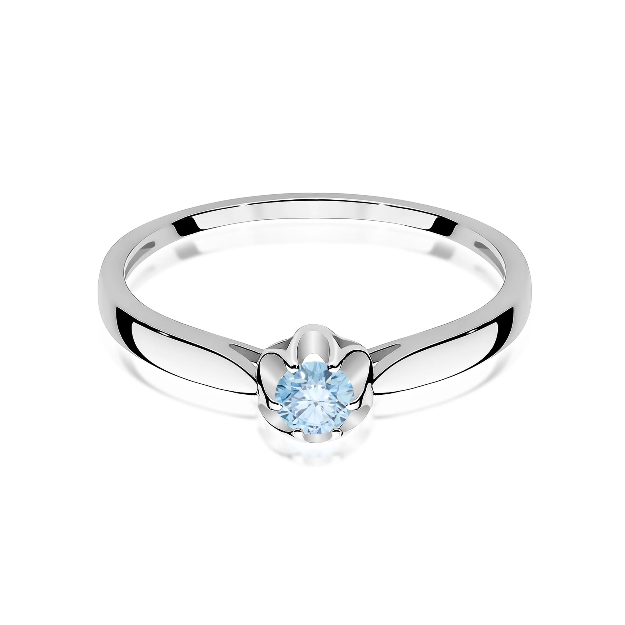 White Gold engagement ring with Round 0.15 ct Lab-grown Diamond by GREMARI, 14K (585) gold