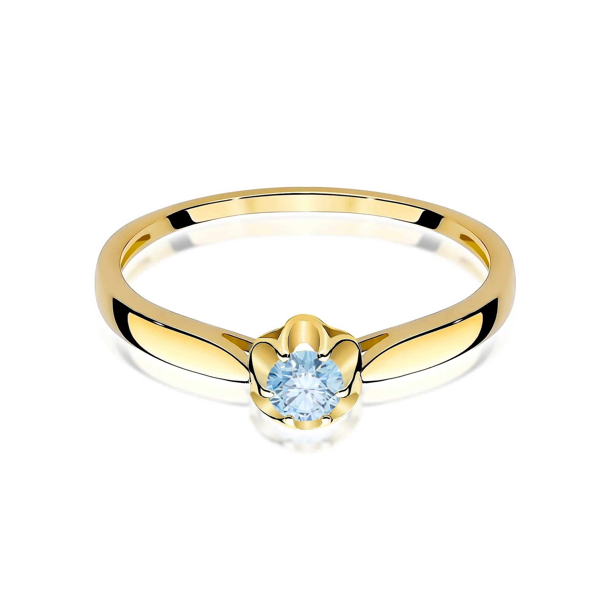 Yellow Gold engagement ring with Round 0.15 ct Lab-grown Diamond by GREMARI, 14K (585) gold