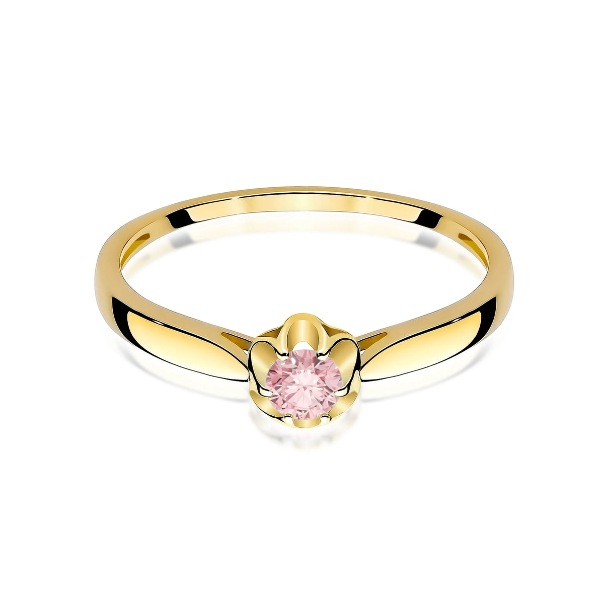 Yellow Gold engagement ring with Round 0.15 ct Lab-grown Diamond by GREMARI, 14K (585) gold