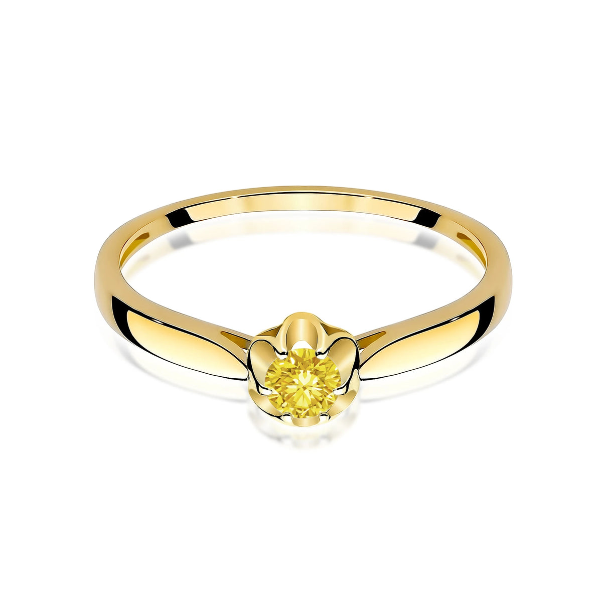 Yellow Gold engagement ring with Round 0.15 ct Lab-grown Diamond by GREMARI, 14K (585) gold