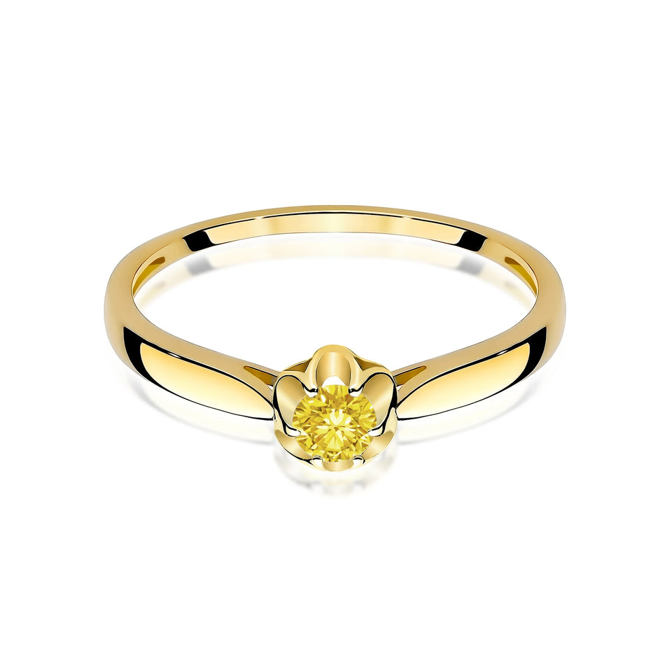 Yellow Gold engagement ring with Round 0.15 ct Lab-grown Diamond by GREMARI, 14K (585) gold