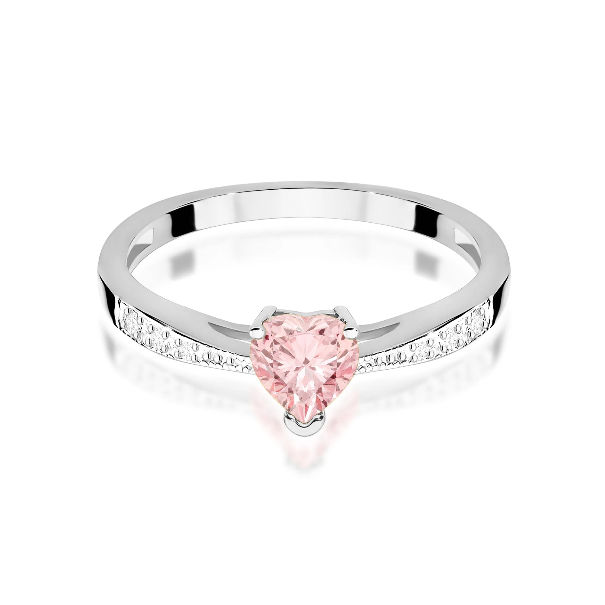 White Gold engagement ring with Heart 0.50 ct Central and 0.03 ct Sideline Lab-grown Diamonds by GREMARI, 14K (585) gold