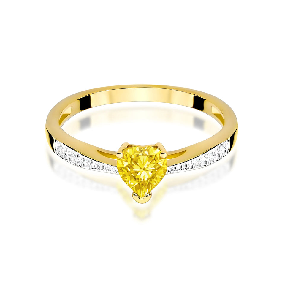 Yellow Gold engagement ring with Heart 0.50 ct Central and 0.03 ct Sideline Lab-grown Diamonds by GREMARI, 14K (585) gold