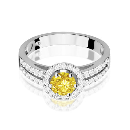 White Gold engagement ring with Round 0.50 ct Central and 0.20 ct Sideline Lab-grown Diamonds by GREMARI, 14K (585) gold