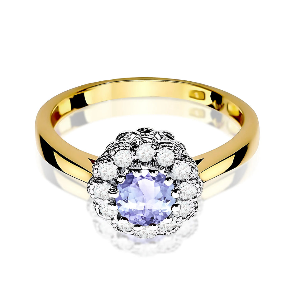 Goldring mit 0,50 ct Tansanit und 0,174 ct Diamanten