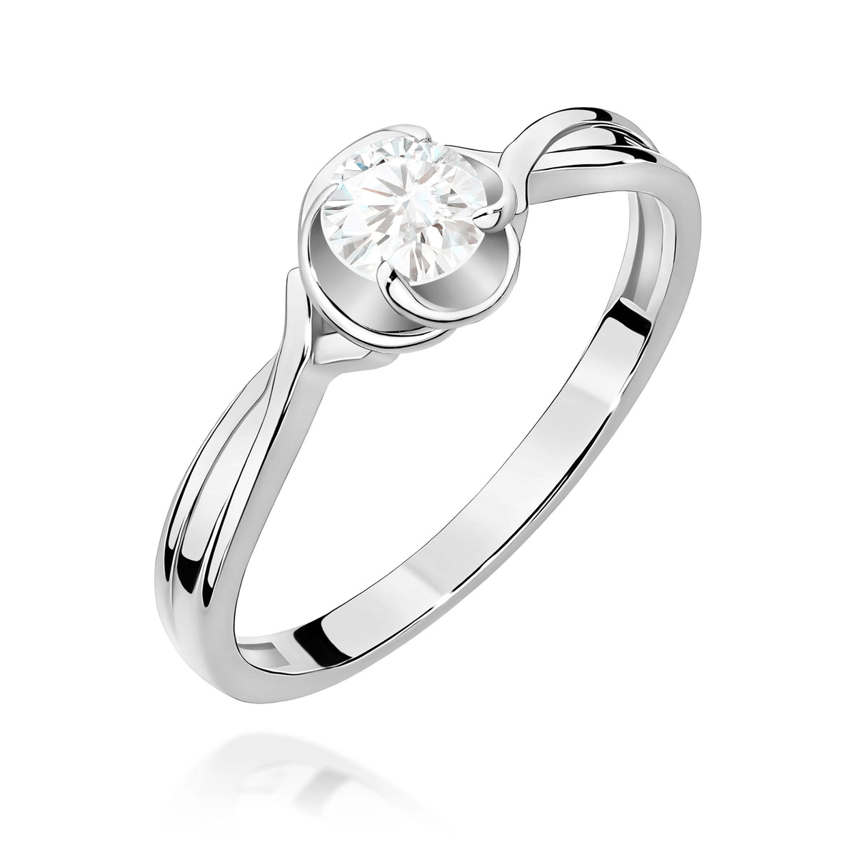 Ring aus Weißgold mit Labordiamant Round/Brilliant, 0,30 ct
