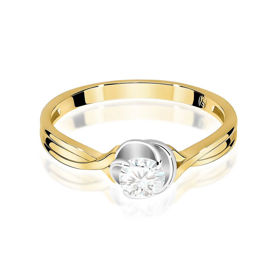Yellow Gold Ring with Round 0,30ct Lab-grown Diamond