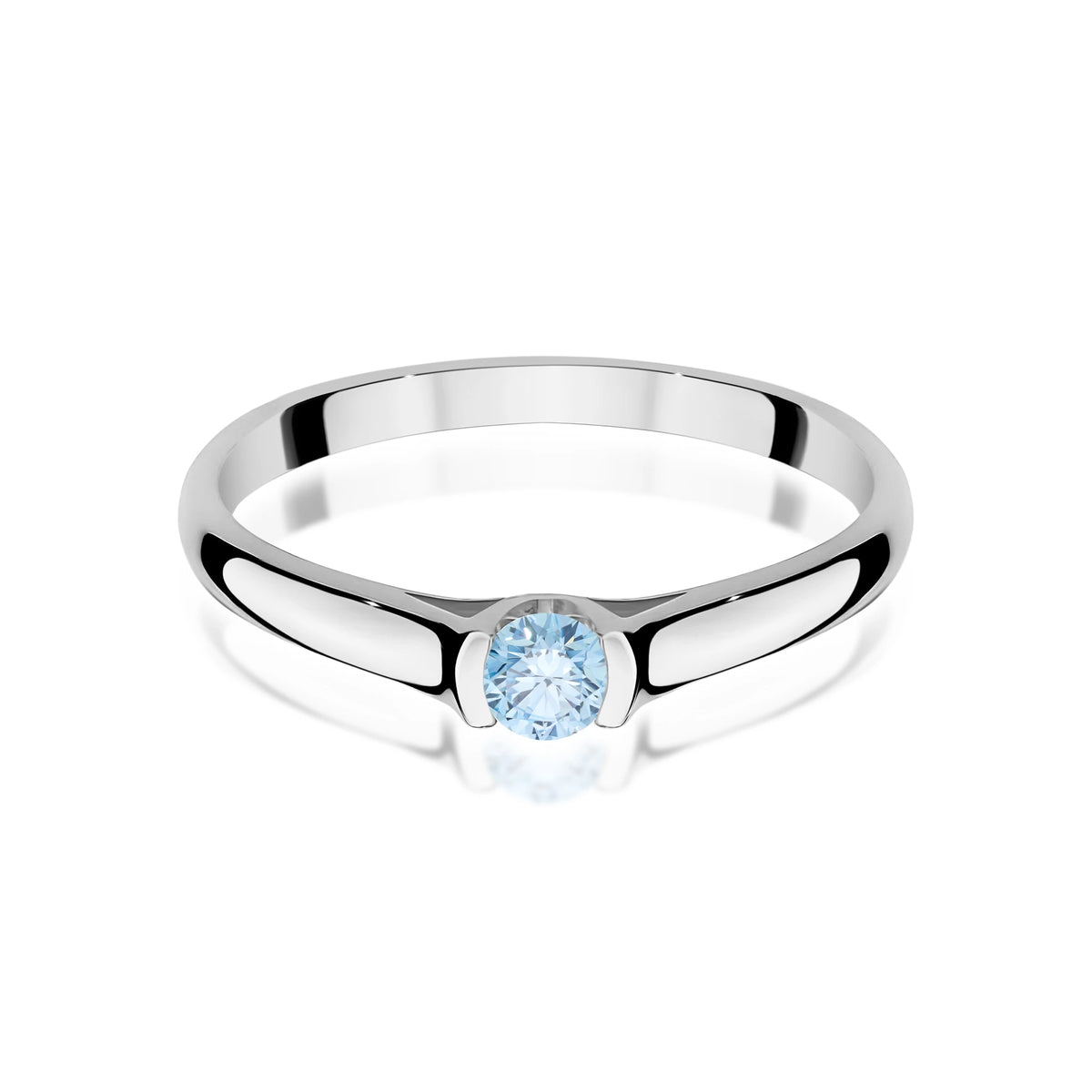 Ring aus Weißgold mit blauem Labordiamant Round/Brilliant, 0,15 ct