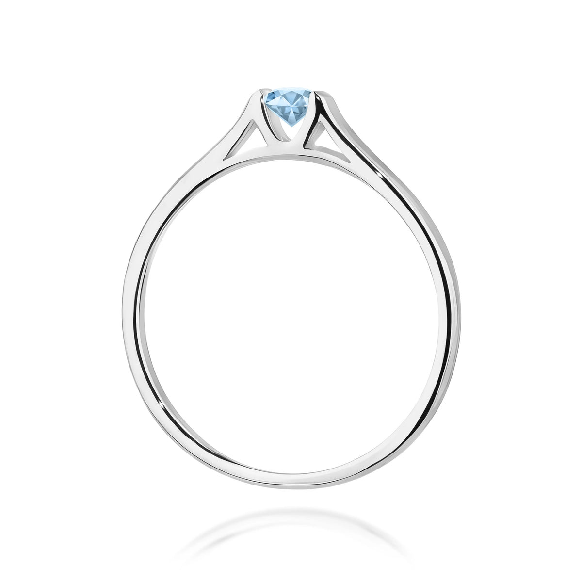 Ring aus Weißgold mit blauem Labordiamant Round/Brilliant, 0,15 ct