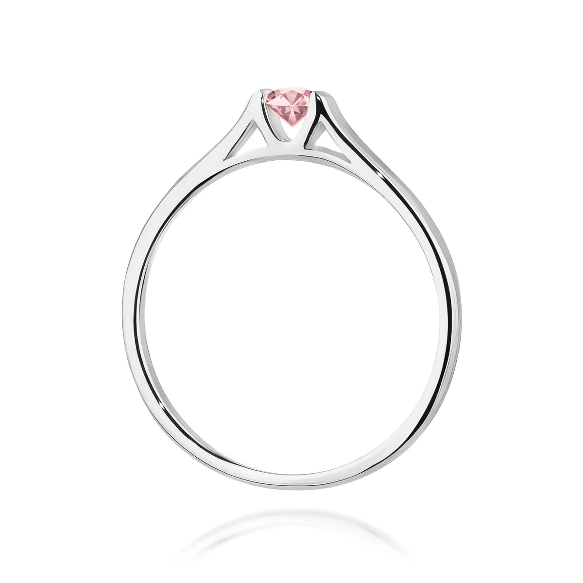 Ring aus Weißgold mit rosafarbenem Labordiamant Round/Brilliant, 0,15 ct