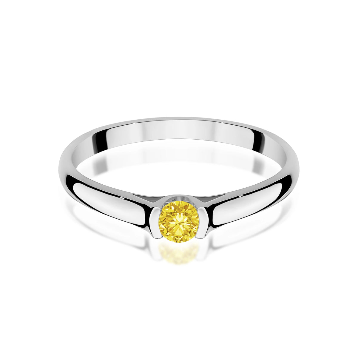 Ring aus Weißgold mit gelbem Labordiamant Round/Brilliant, 0,15 ct