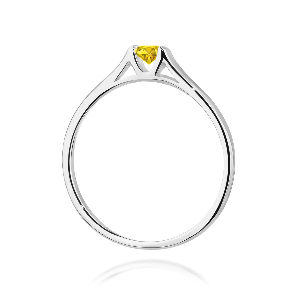 Ring aus Weißgold mit gelbem Labordiamant Round/Brilliant, 0,15 ct