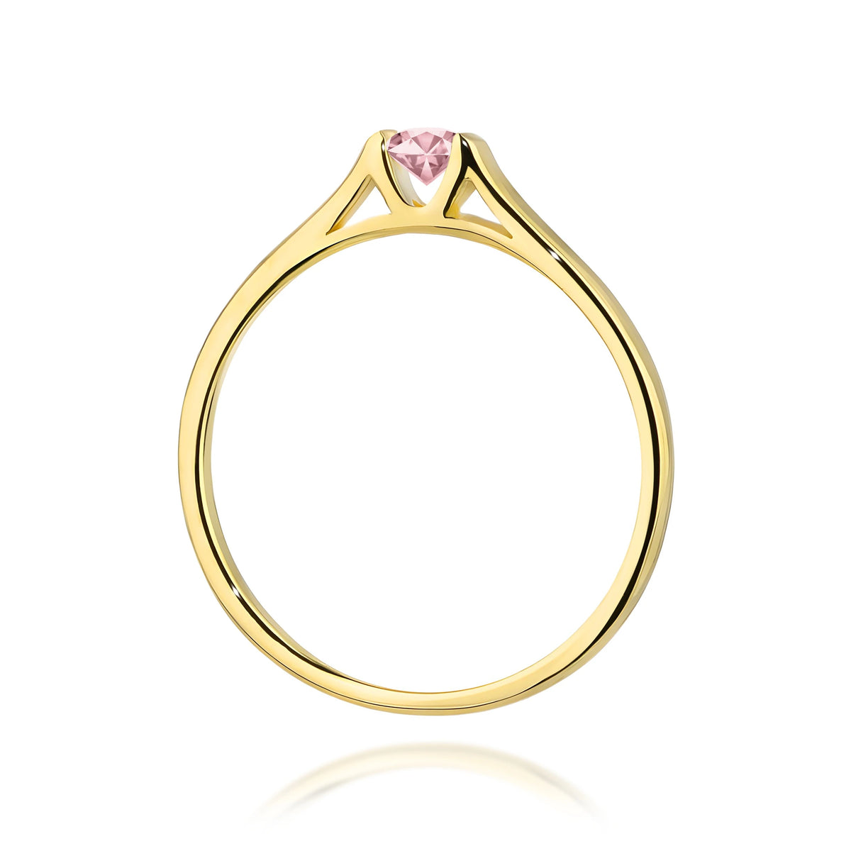 Ring aus Gelbgold mit rosafarbenem Labordiamant Round/Brilliant, 0,15 ct