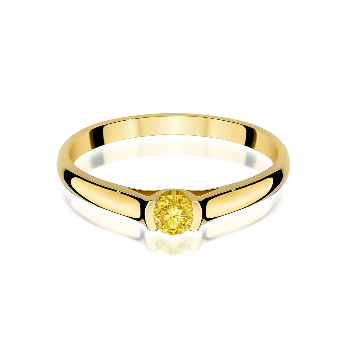 Ring aus Gelbgold mit gelbem Labordiamant Round/Brilliant, 0,15 ct