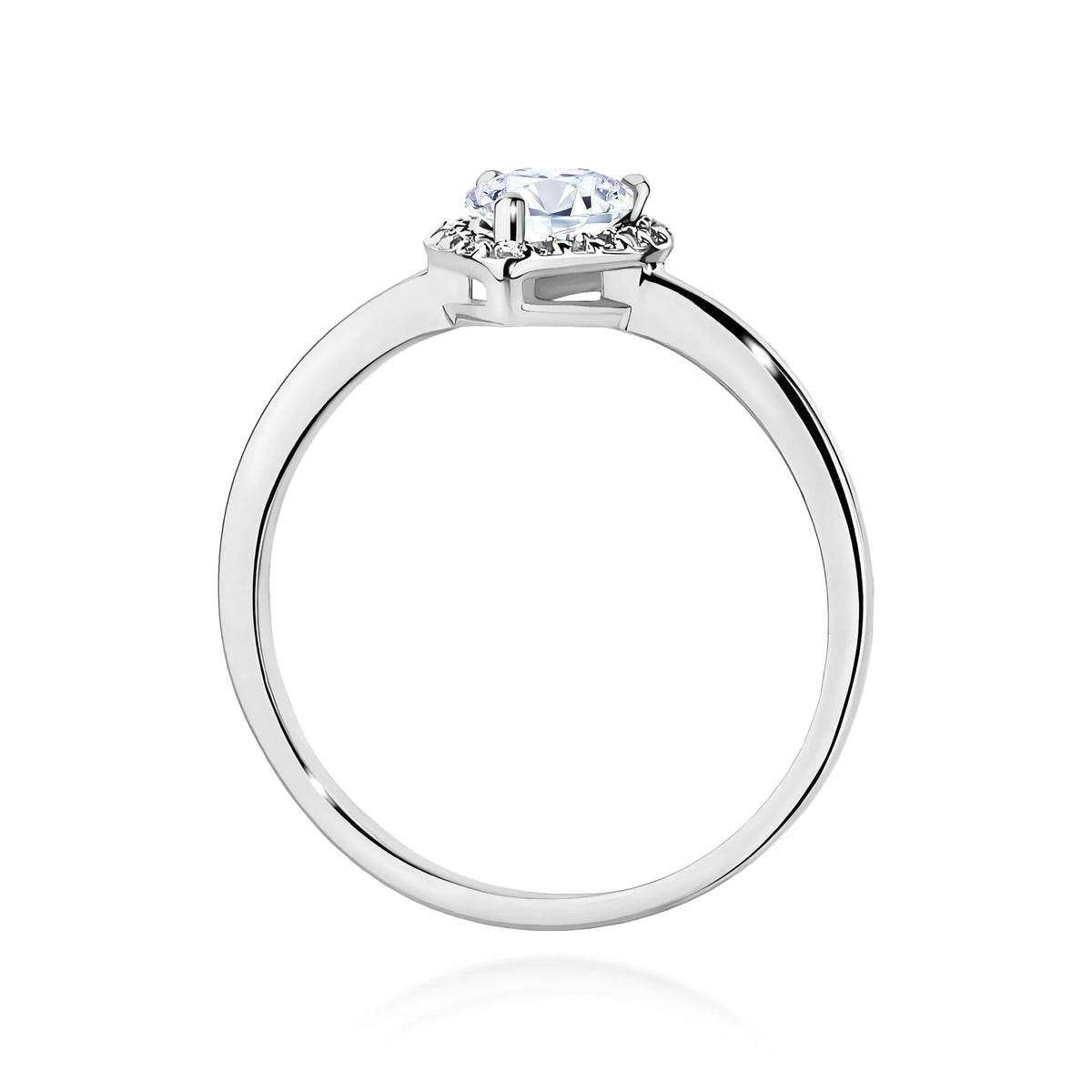 Ring aus Weißgold – Labordiamant Pear, 0,65 ct, ergänzt durch 20 × 0,005 ct Labordiamanten