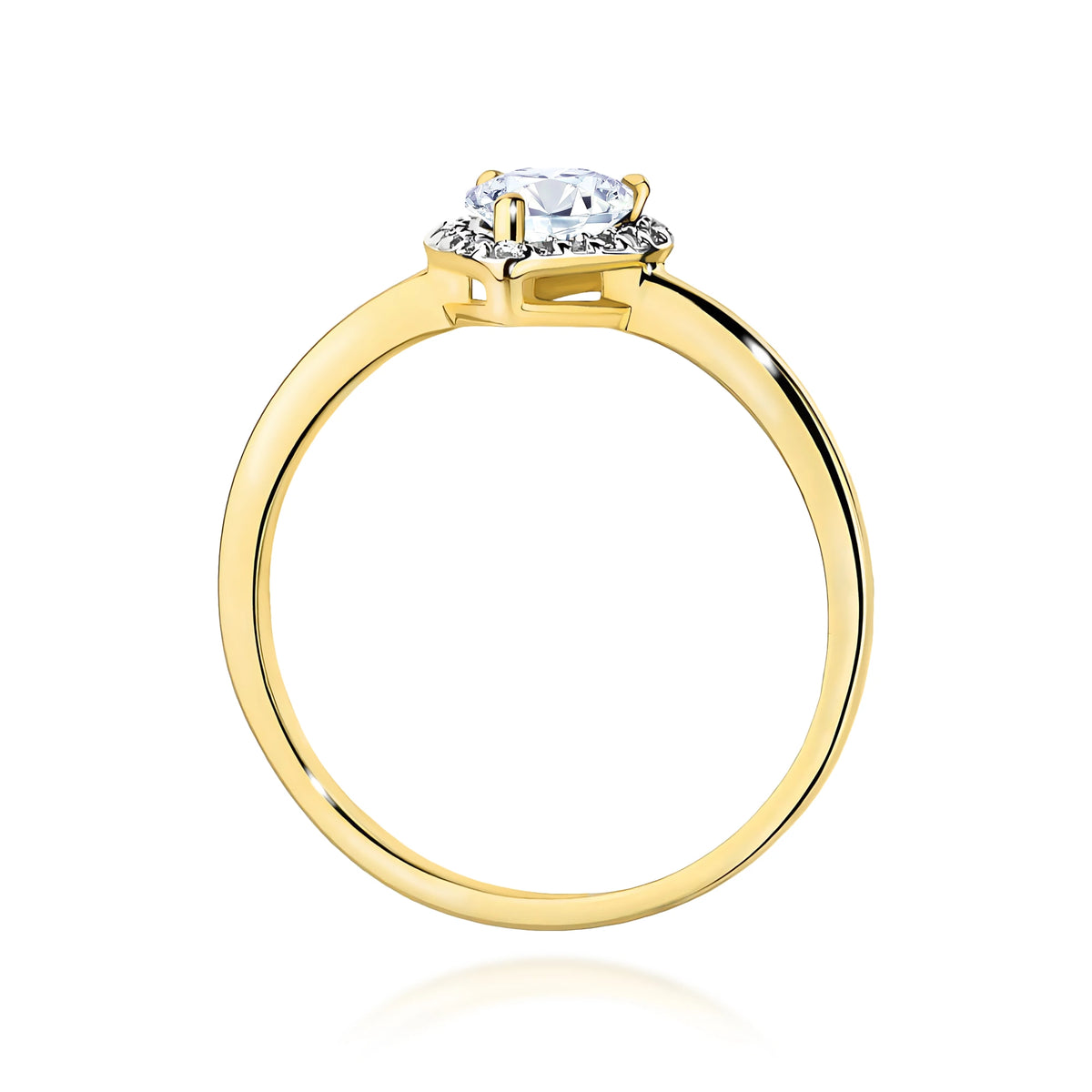 Ring aus Gelbgold – Labordiamant Pear, 0,65 ct, ergänzt durch 20 × 0,005 ct Labordiamanten