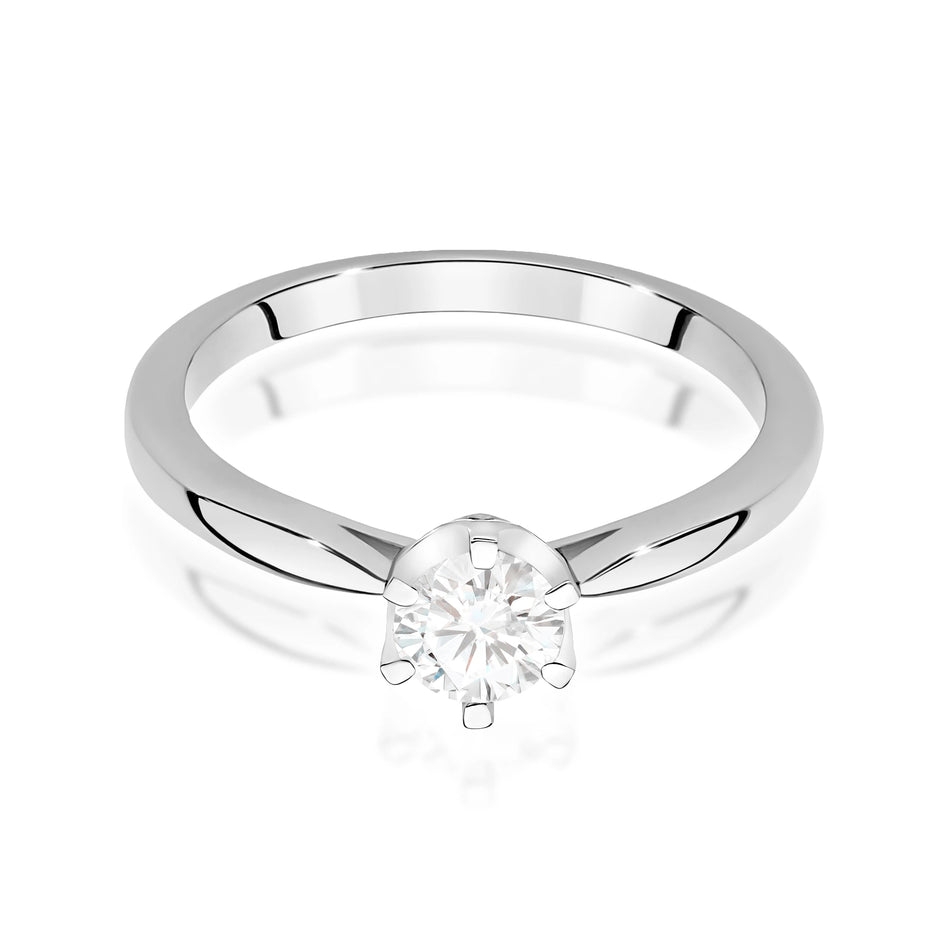 Ring aus Weißgold – Labordiamant Round/Brilliant, 0,40 ct, ergänzt durch 6 × 0,01 ct Labordiamanten