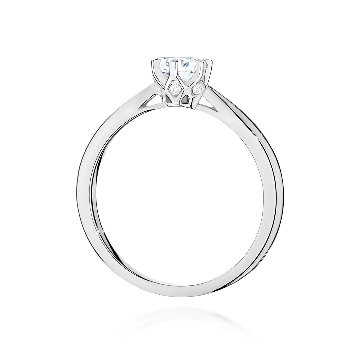 Ring aus Weißgold – Labordiamant Round/Brilliant, 0,40 ct, ergänzt durch 6 × 0,01 ct Labordiamanten
