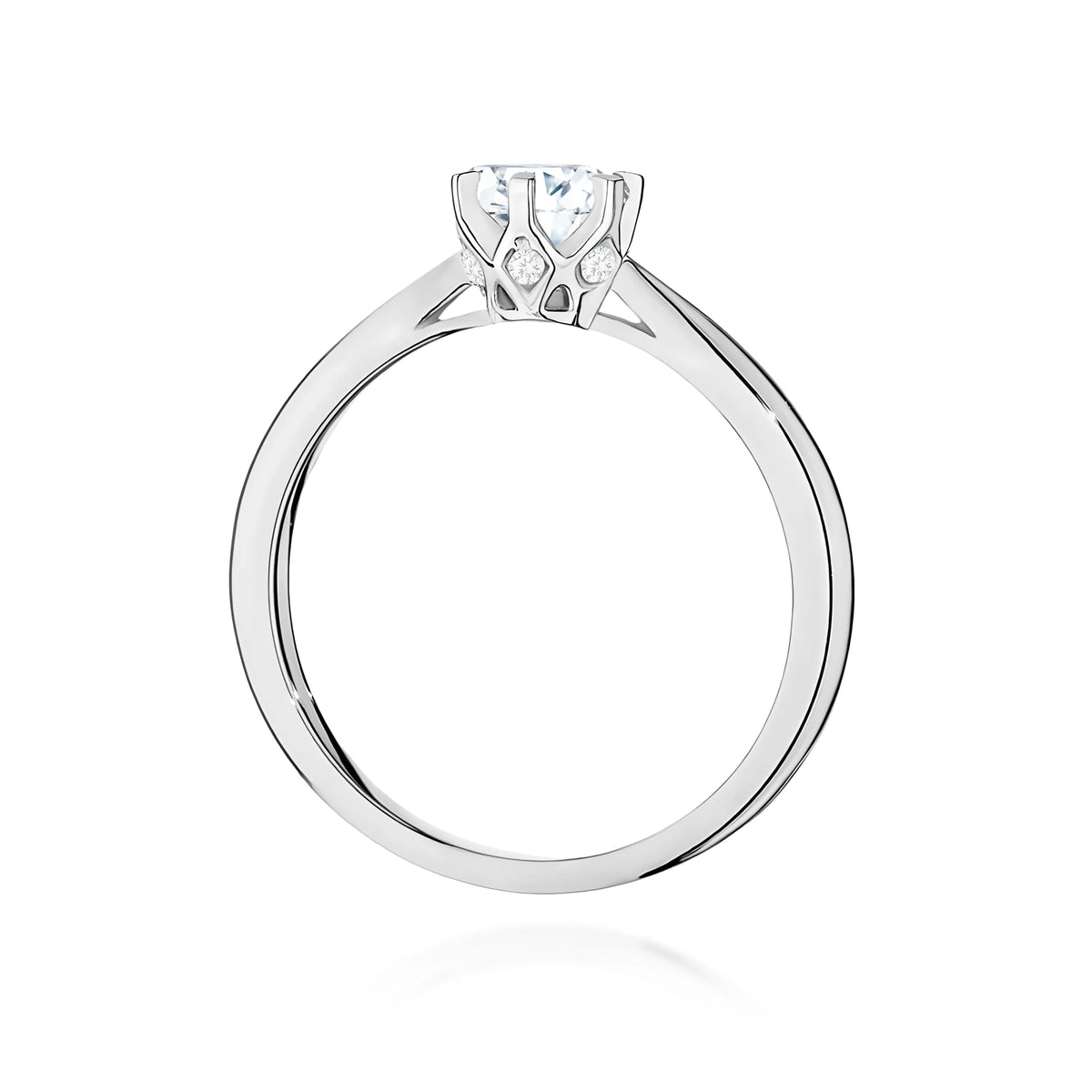 Ring aus Weißgold – Labordiamant Round/Brilliant, 0,50 ct, ergänzt durch 6 × 0,01 ct Labordiamanten