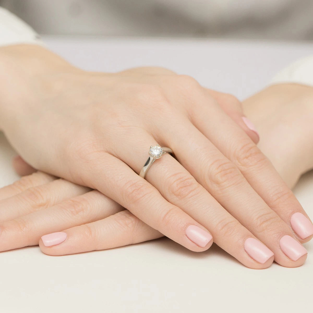 Ring aus Weißgold mit Labordiamant 0,50 ct Round/Brilliant