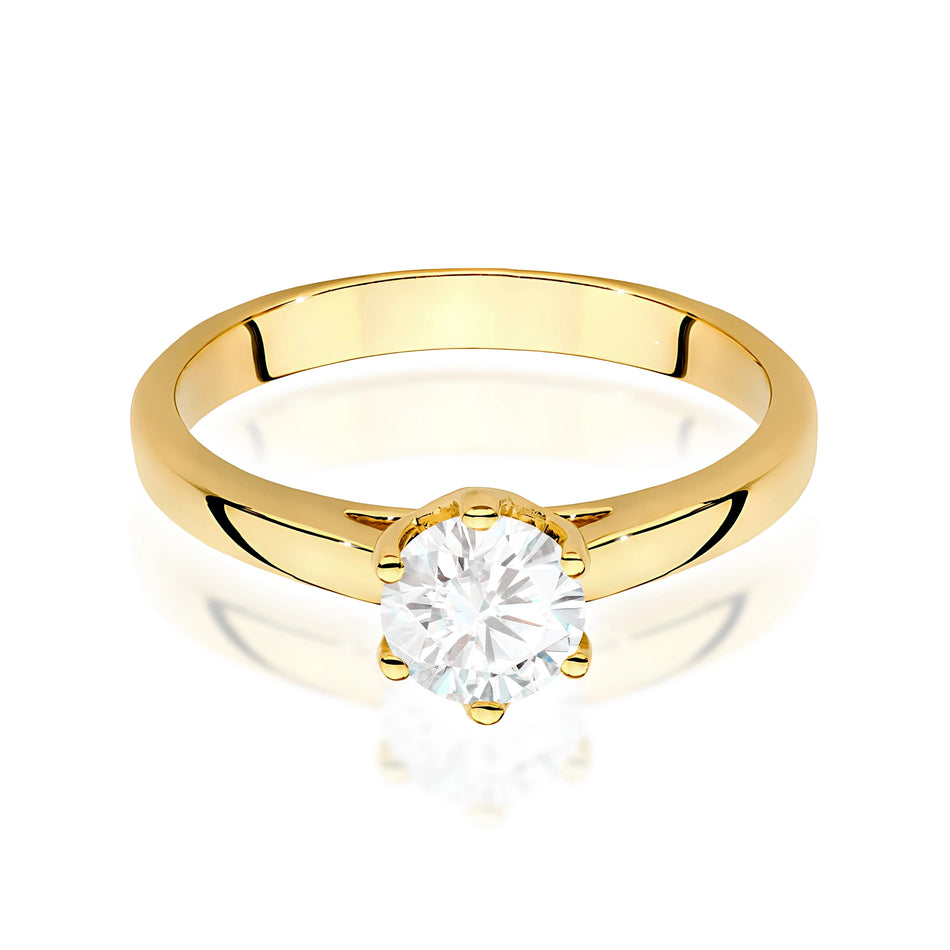 Yellow Gold Ring with Round 0,70ct Lab-grown Diamond