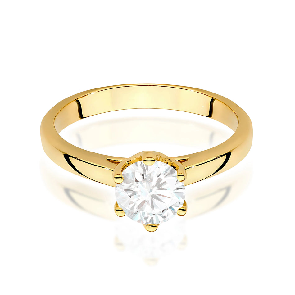 Yellow Gold Ring with Round 1,00ct Lab-grown Diamond