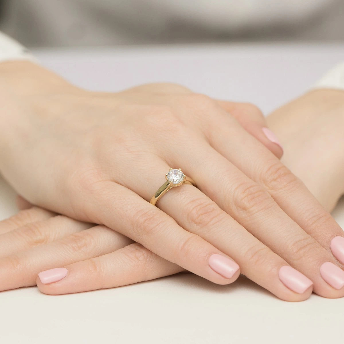 Ring aus Gelbgold mit Labordiamant 1,00 ct Round/Brilliant