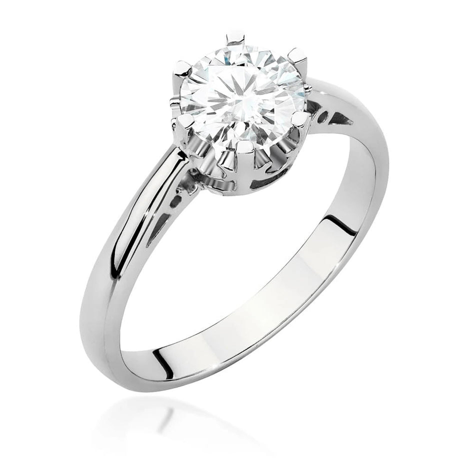 White Gold Ring with Round 1,00ct Lab-grown Diamond