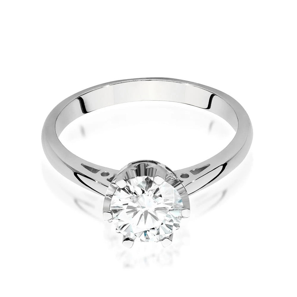 White Gold Ring with Round 1,00ct Lab-grown Diamond