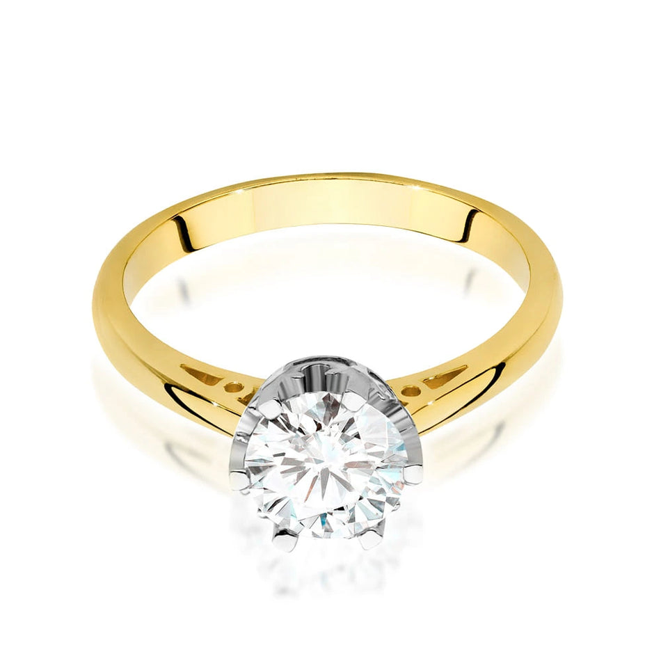 Yellow Gold Ring with Round 1,00ct Lab-grown Diamond