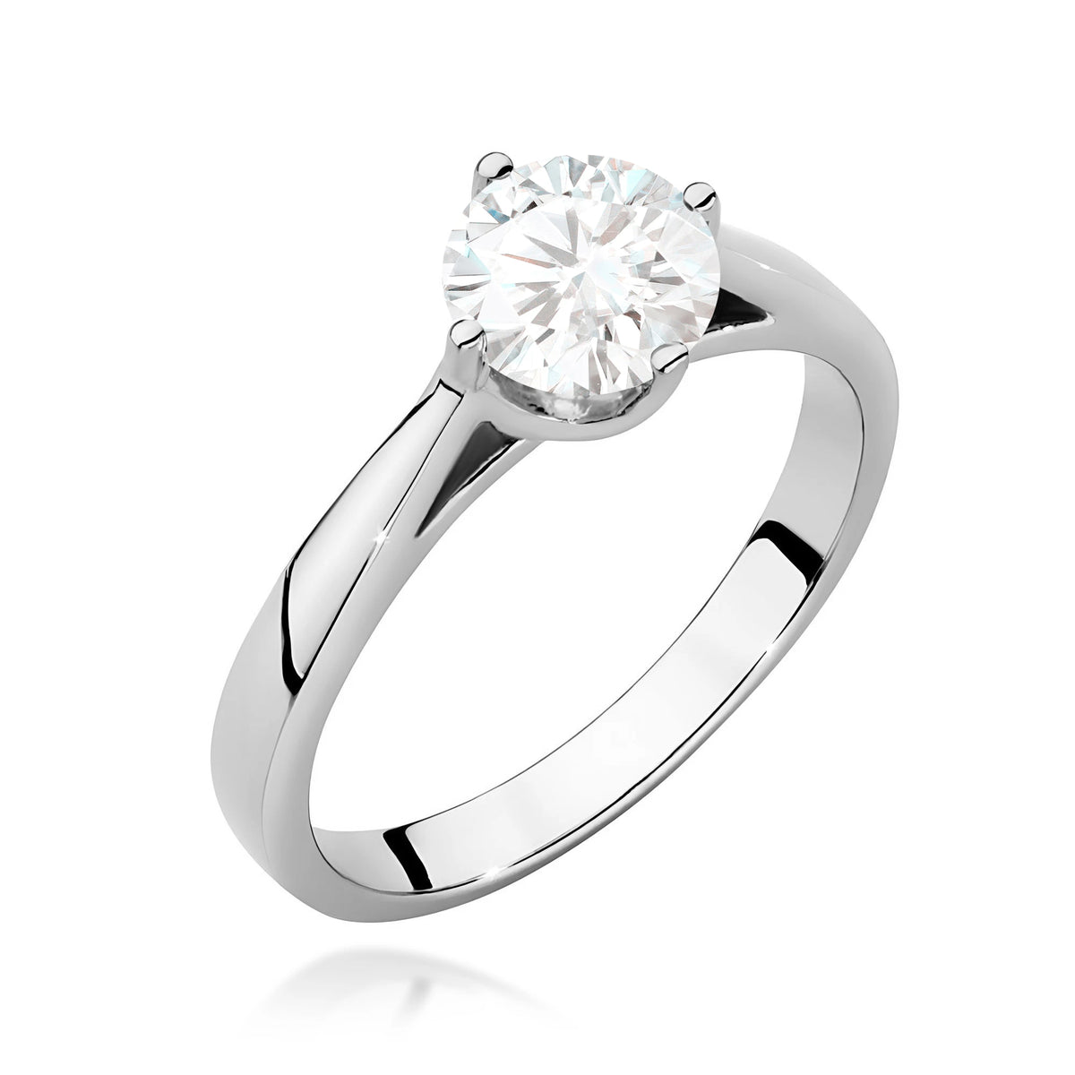Ring aus Weißgold – Labordiamant Round/Brilliant, 1,00 ct