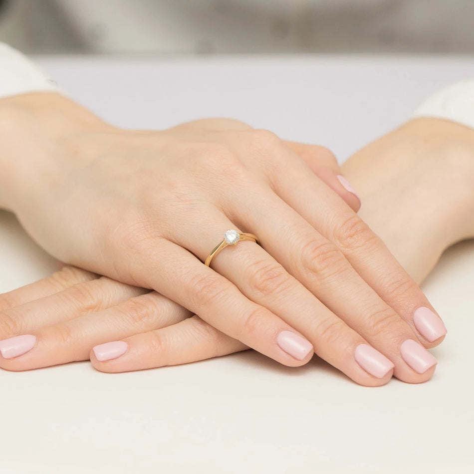 Yellow Gold Ring with Round 0,40ct Lab-grown Diamond