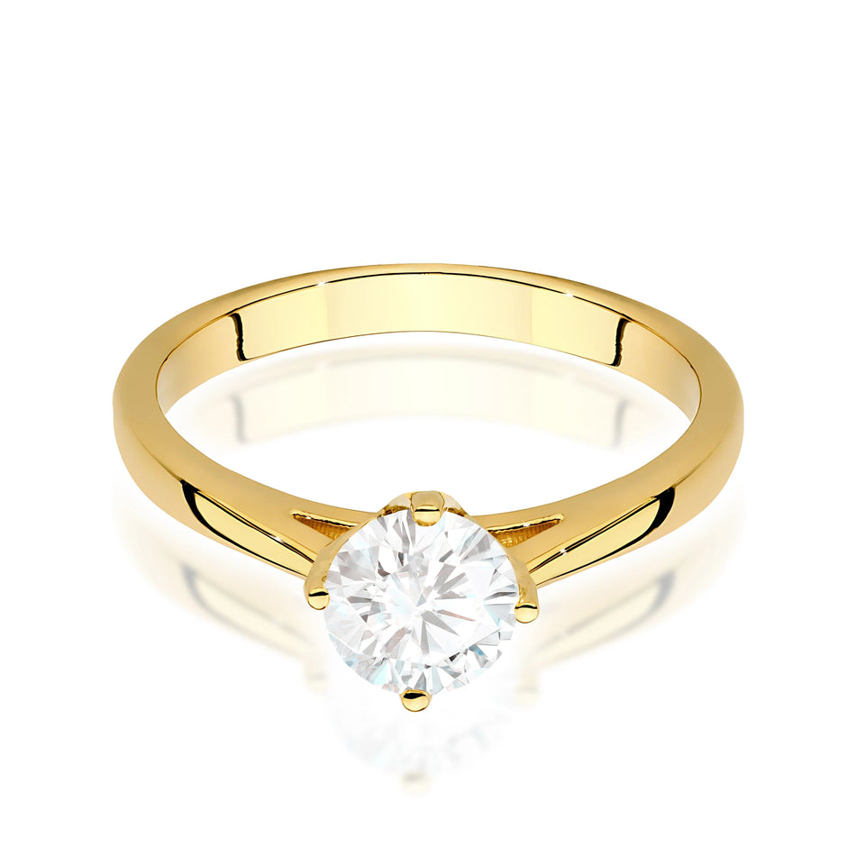Yellow Gold Ring with Round 0,70ct Lab-grown Diamond
