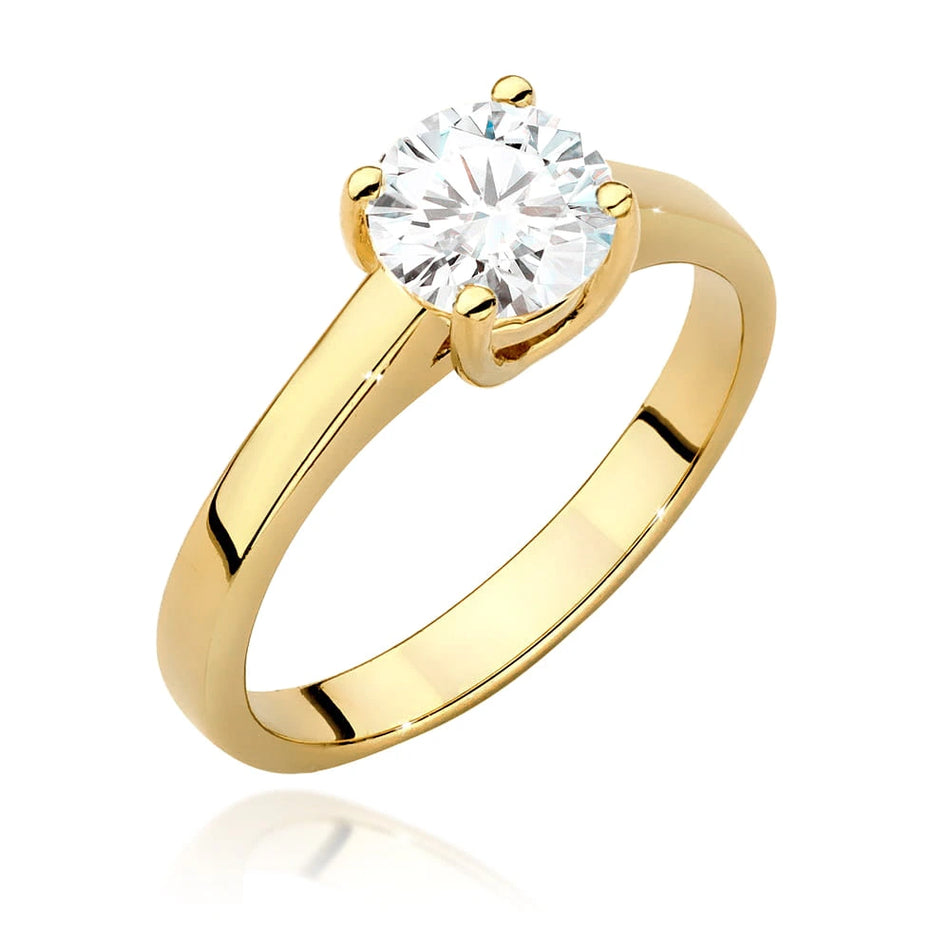Yellow Gold Ring with Round 1,00ct Lab-grown Diamond