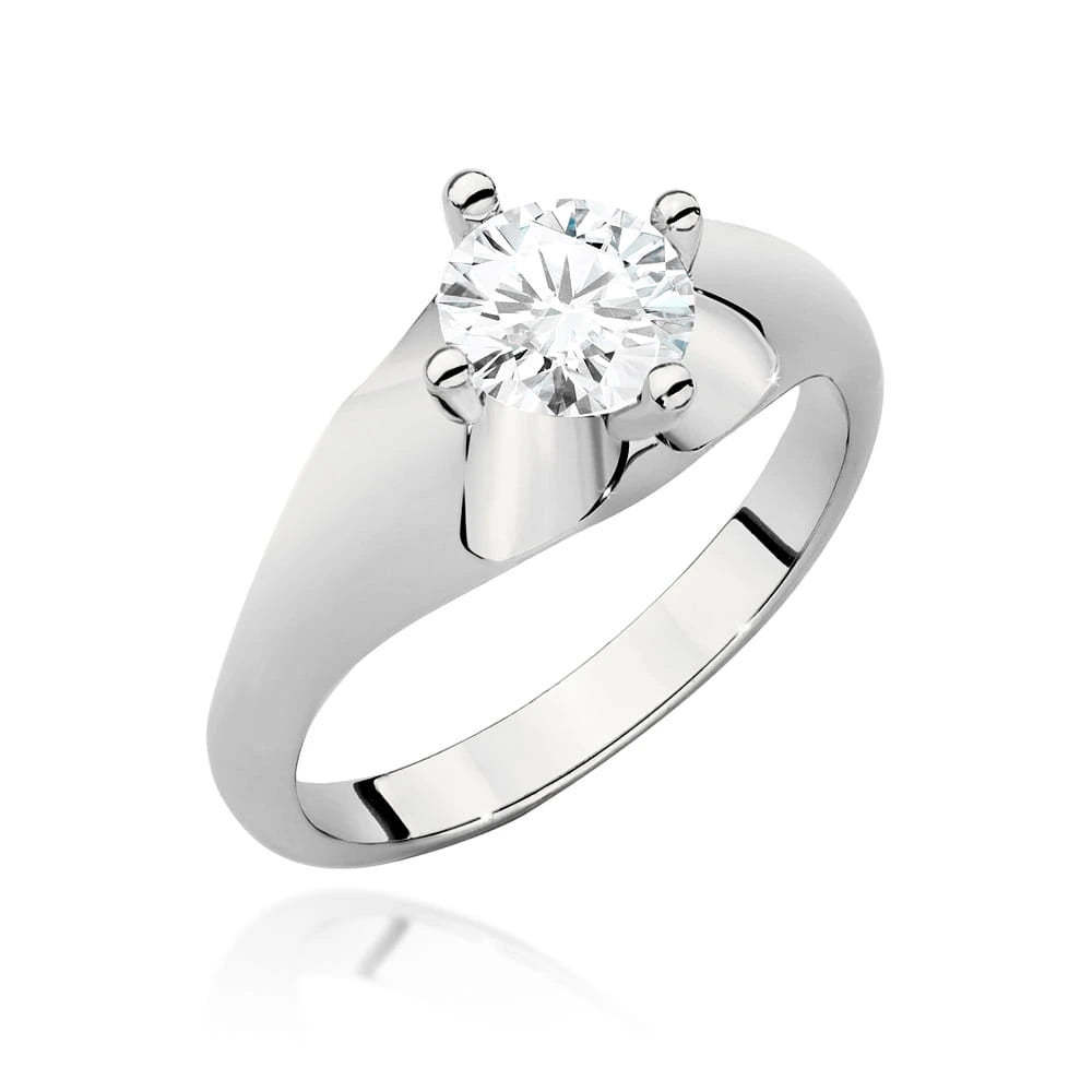 Solitärring aus 585er Weißgold mit 0,70 ct Round/Brilliant-Labordiamant in Vierkrappenfassung
