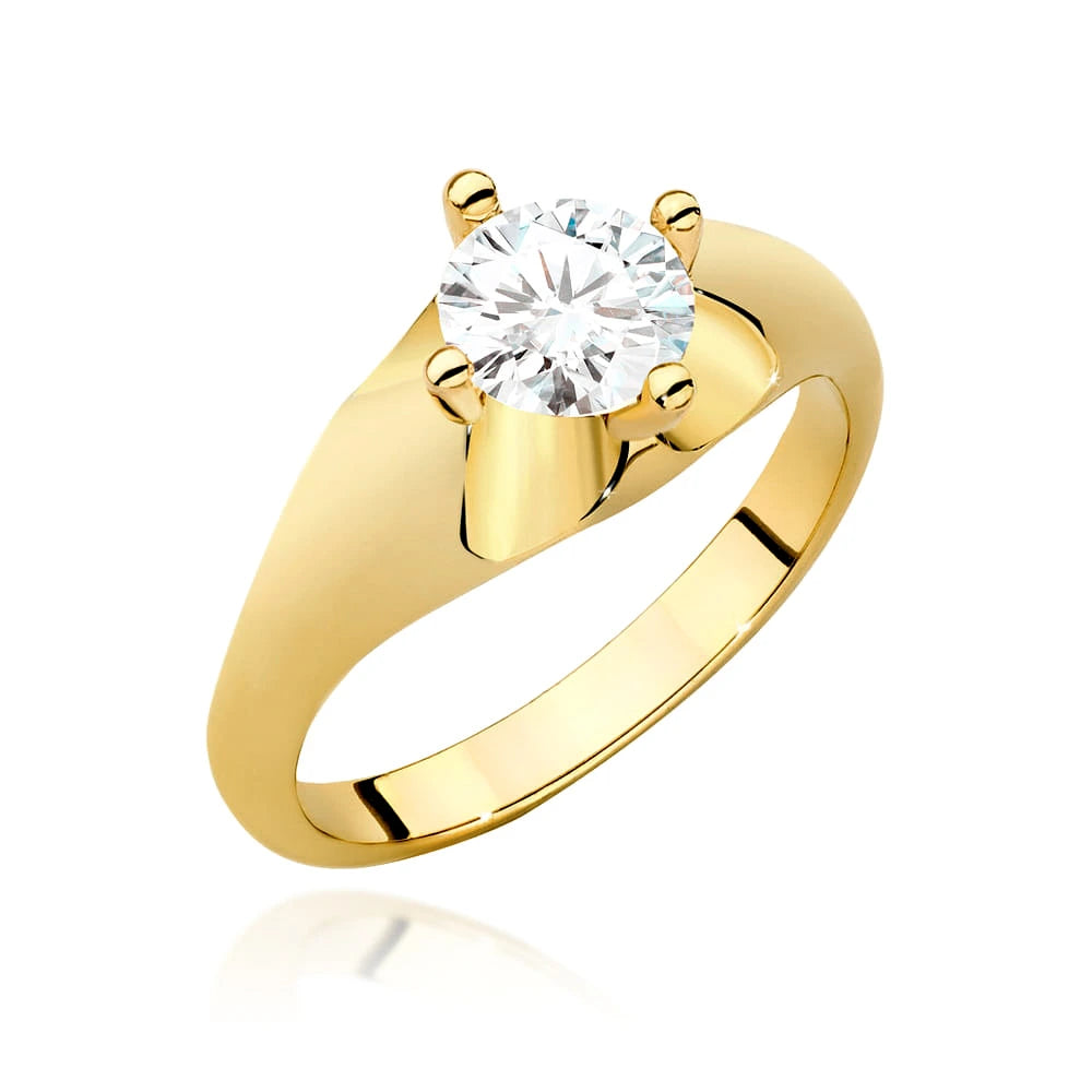 Solitärring aus 585er Gelbgold mit 0,70 ct Round/Brilliant-Labordiamant in Vierkrappenfassung