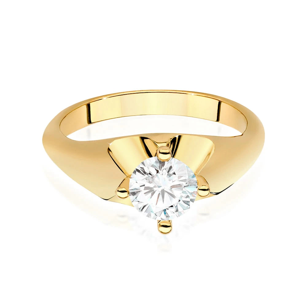 Solitärring aus 585er Gelbgold mit 0,70 ct Round/Brilliant-Labordiamant in Vierkrappenfassung