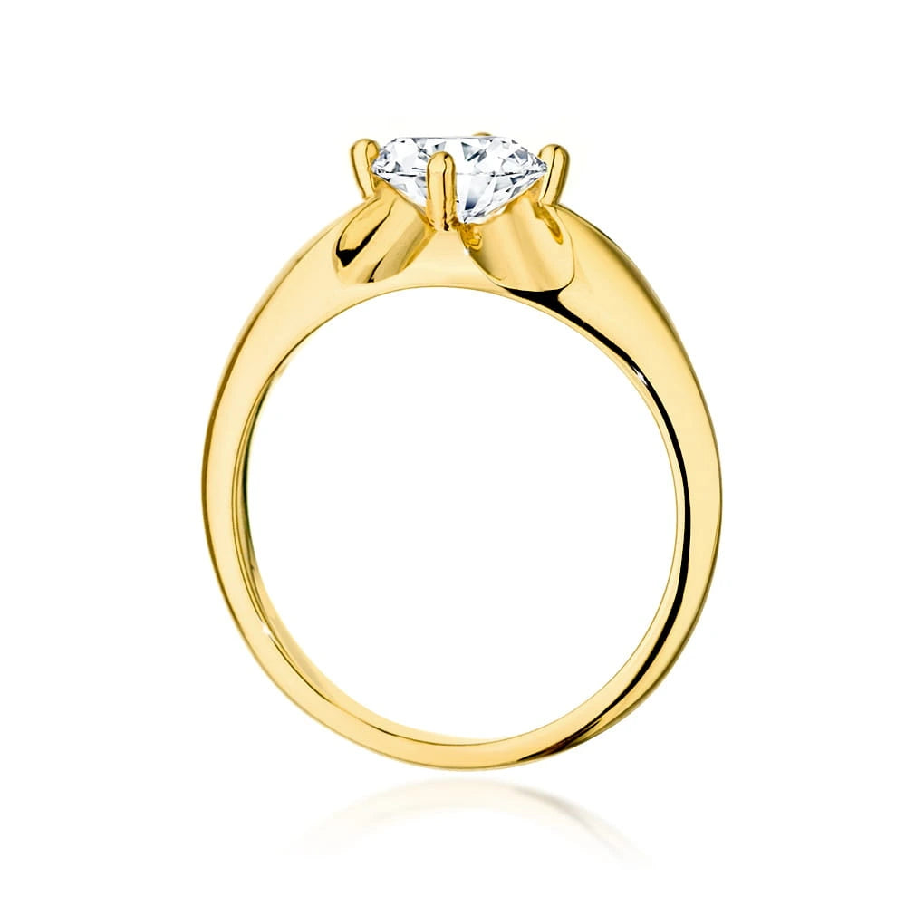 Solitärring aus 585er Gelbgold mit 0,70 ct Round/Brilliant-Labordiamant in Vierkrappenfassung