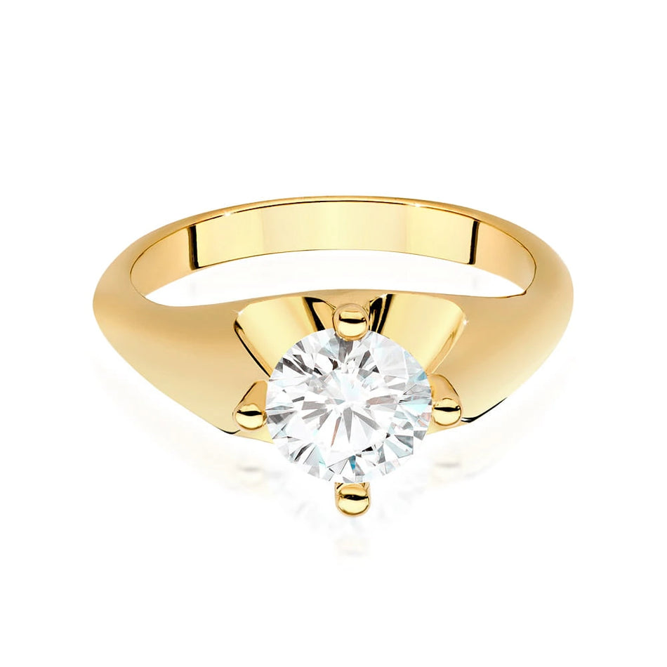 Ring aus Gelbgold mit Labordiamant Round/Brilliant, 1,00 ct