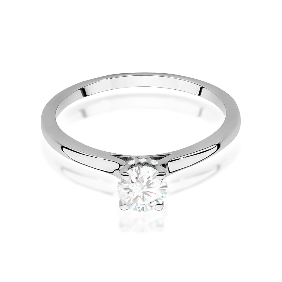 Ring aus Weißgold – Labordiamant Round/Brilliant, 0,40 ct, ergänzt durch 12 × 0,005 ct Labordiamanten