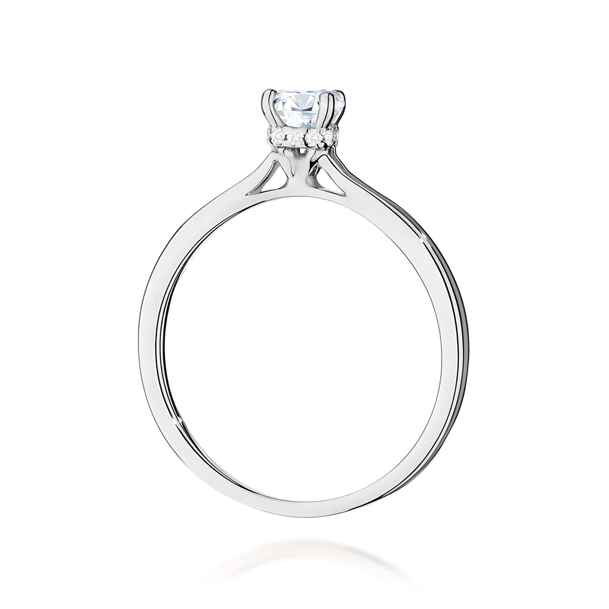 Ring aus Weißgold – Labordiamant Round/Brilliant, 0,40 ct, ergänzt durch 12 × 0,005 ct Labordiamanten