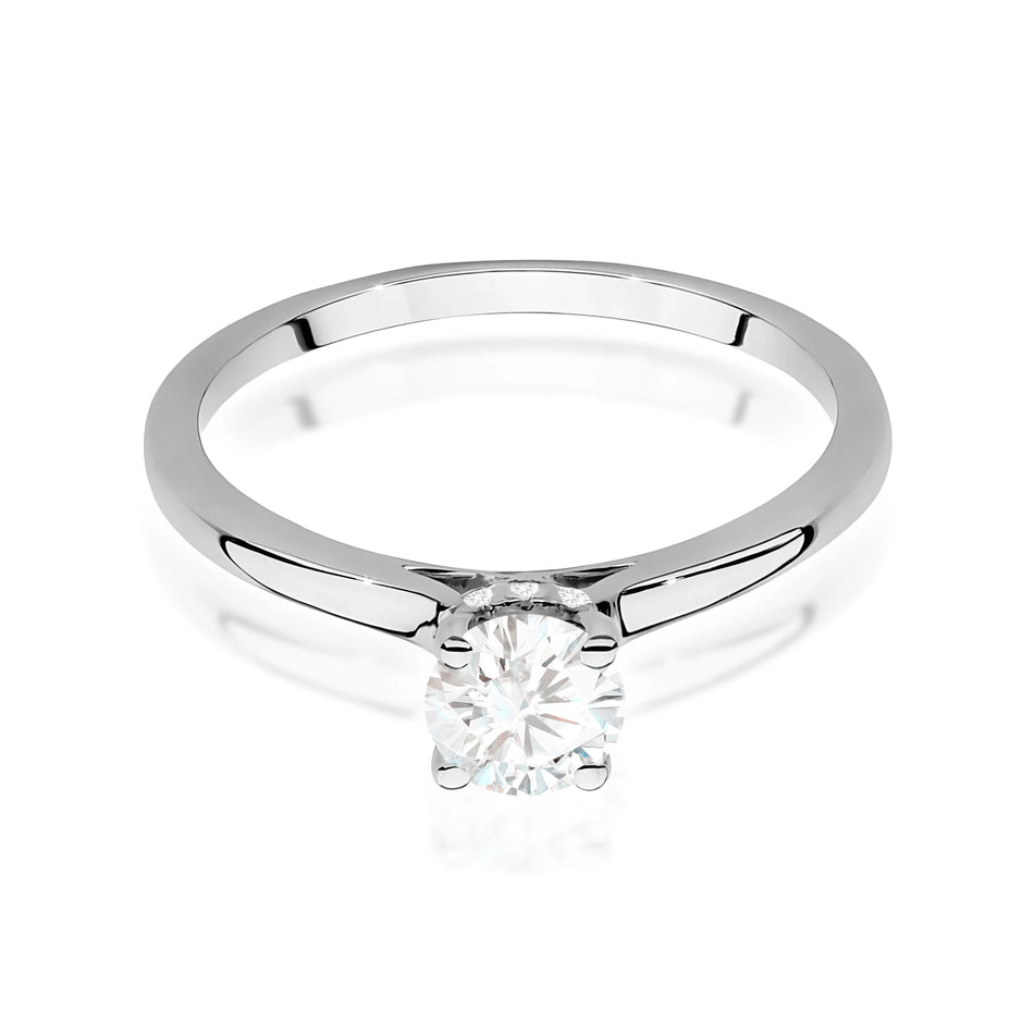 Ring aus Weißgold – Labordiamant Round/Brilliant, 0,50 ct, ergänzt durch 12 × 0,005 ct Labordiamanten