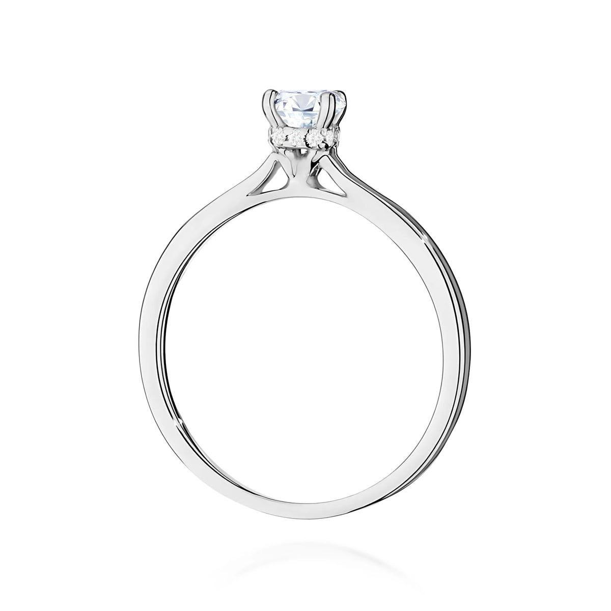 Ring aus Weißgold – Labordiamant Round/Brilliant, 0,50 ct, ergänzt durch 12 × 0,005 ct Labordiamanten