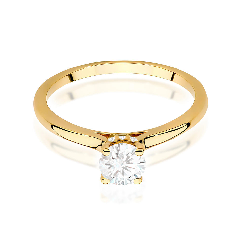 Ring aus Gelbgold – Labordiamant Round/Brilliant, 0,50 ct, ergänzt durch 12 × 0,005 ct Labordiamanten