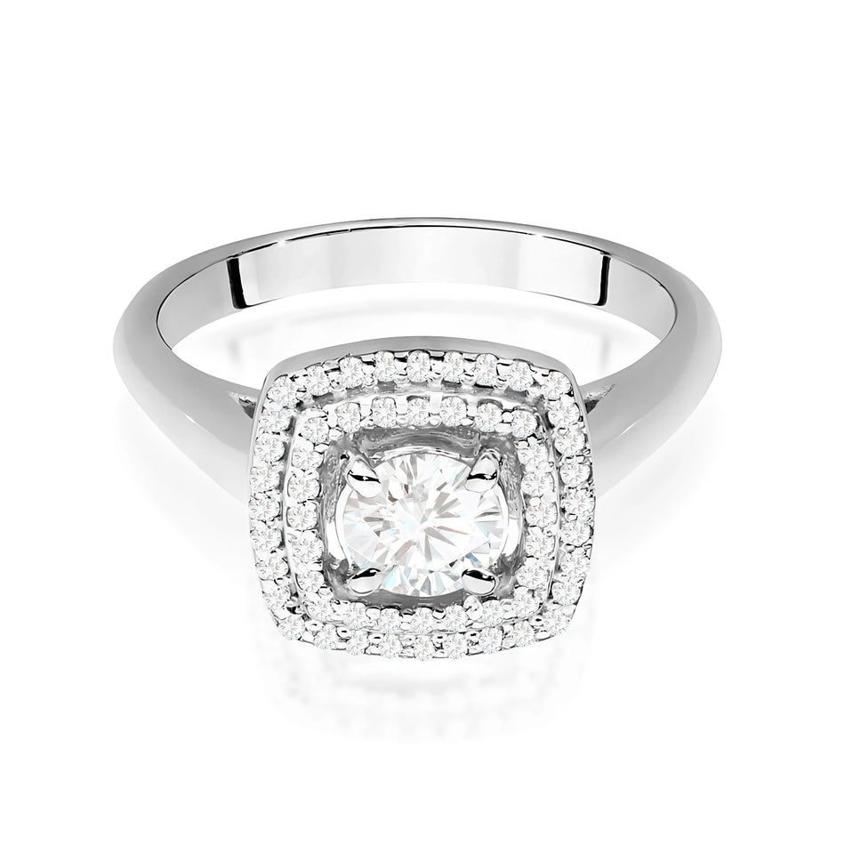 Ring aus Weißgold mit Labordiamant 0,40 ct Round/Brilliant und 56 × 0,005 ct Labordiamanten